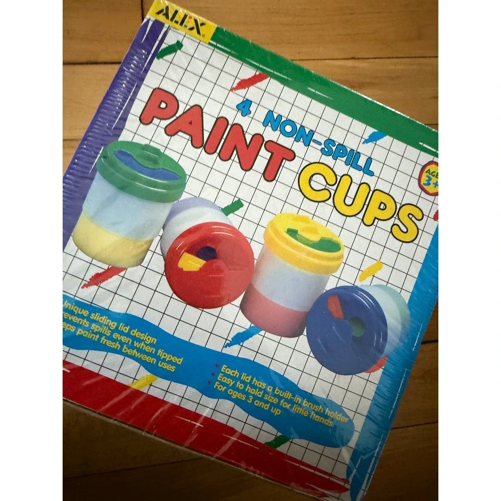 New sealed ALEX 4 Non-Spill Paint Cups - Brush Holder, Keep Paint Fresh Tip Safe